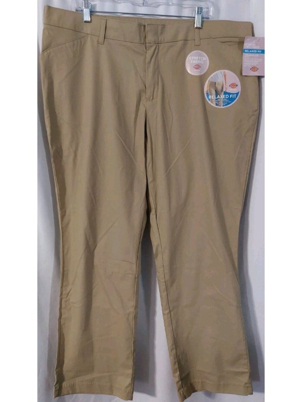 Dickies Twill Pants Womens Size 18 R Khaki Relaxed Fit Straight Leg Workwear NWT